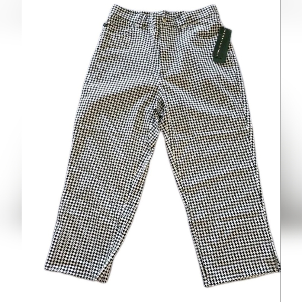 LAUREN Ralph Lauren Madison Avenue Black & White Houndstooth Pants Size 8 Crop